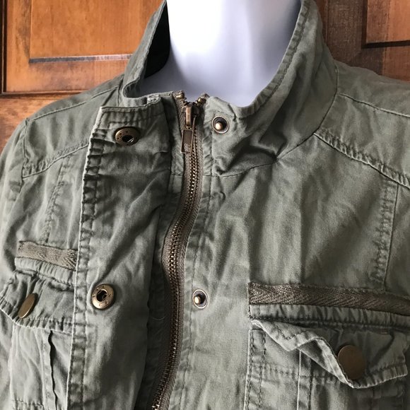 Ashley by 26 International Outerwear Olive Green Army Style Jacket w/Hood Medium - Picture 13 of 15